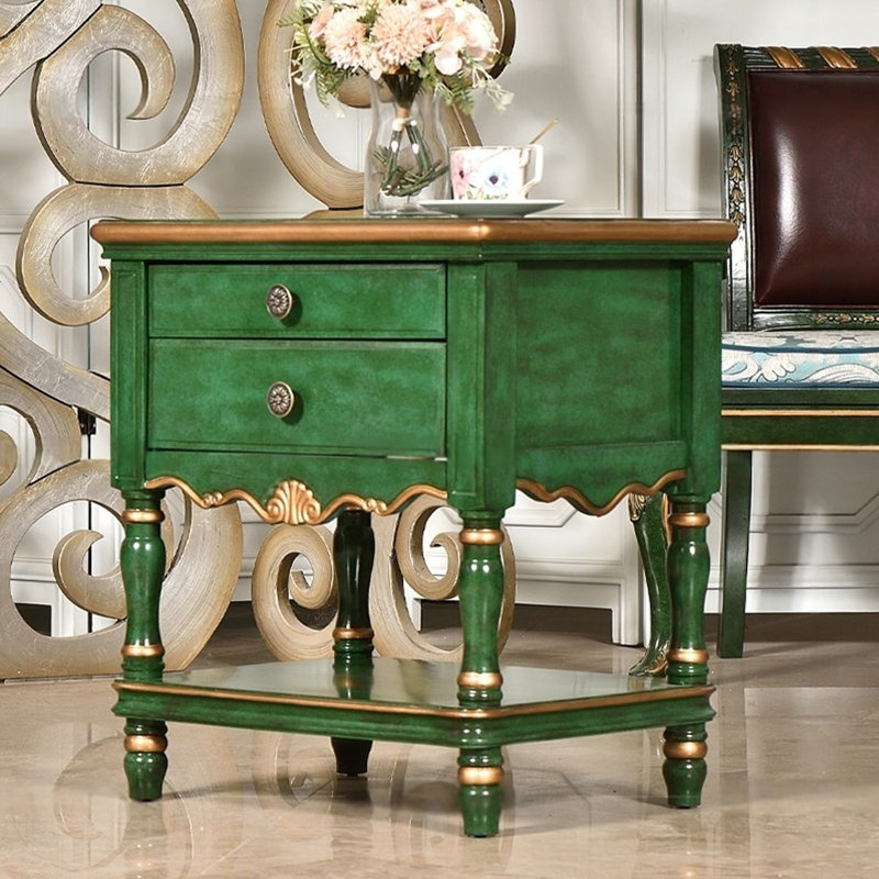 Commode d'appoint vintage rétro avec deux tiroirs