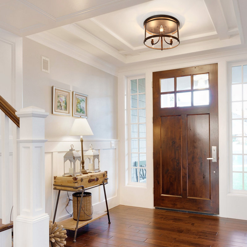 Aarav Glass Flush Mount, Rubbed Bronze