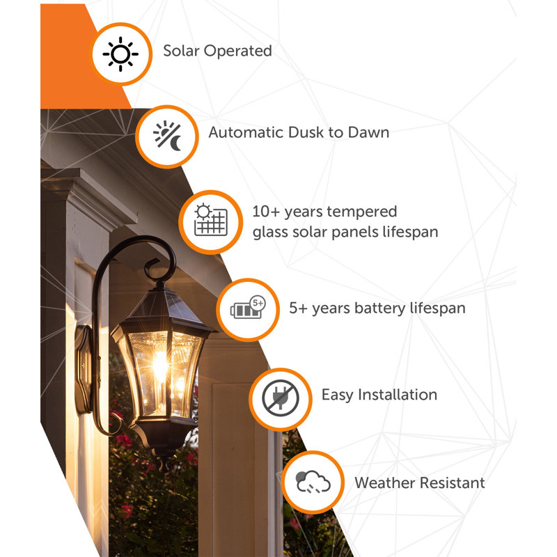 Aniha Solar Wall Sconce Lantern with Warm White LED Bulb