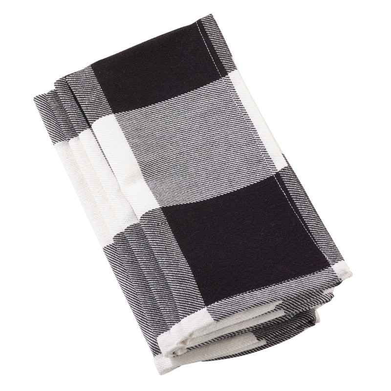 Serviette de table en coton 20 po Dannyell Buffalo, Noir / Gris