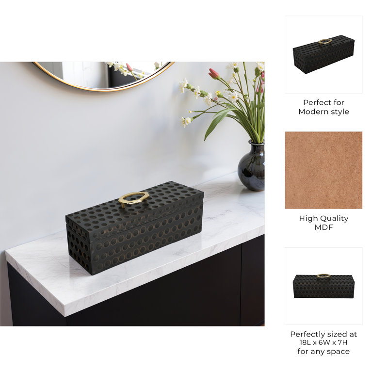 18" Griffon White Wood Box, Black
