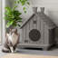 Maison pour chat à 1 niveau en résine pour l'extérieur pour l'intérieur H 25,67 po avec porche-123049081-126244332
