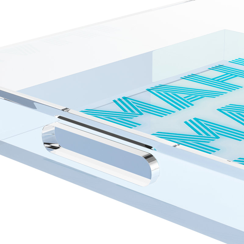 Mahjong Acrylic Decorative Tray, 18"W x 18"D x 2"H, Blue, Square