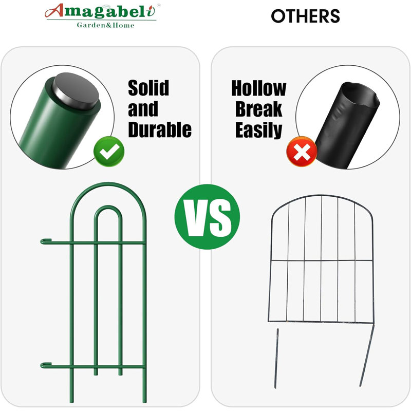 Green Iron Decorative Garden Fence Panels, 32in x 20ft