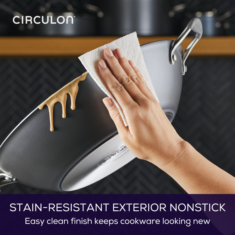 Circulon A1 Series with ScratchDefense Technology Nonstick Induction Wok with Lid, 14 Inch, Graphite