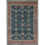 Hand-Knotted High-Quality Blue and Rust Area Rug