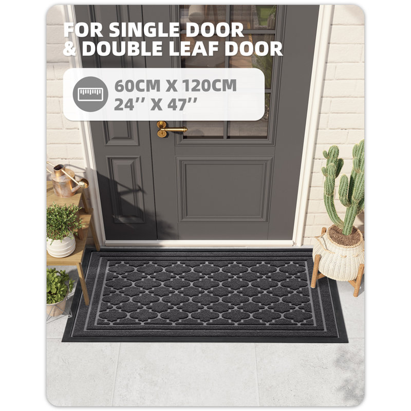 Ingelbert Personalizable Non-Slip Doormat, Gray, 24" W x 47" L