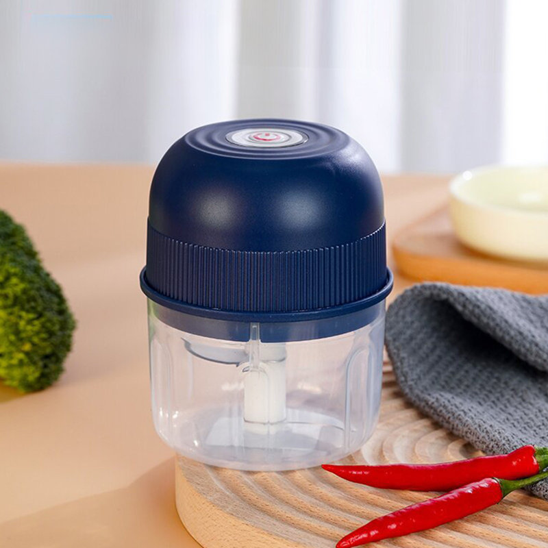 Mini broyeur électrique Mini broyeur à ail Hachoir à viande Type C rechargeable, Bleu