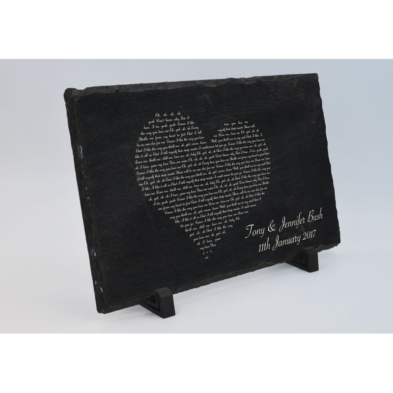 Plaque décorative coeur paroles chansons, Oui, H 8 po x l 12 po x P 0,5 po