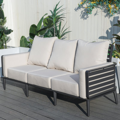 Hudson Aluminum Patio Sofa With Cushions by George Oliver