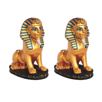 "2-PC Set" ICE ARMOR 6.75"H Great Sphinx of Giza Black and Gold Egyptian Sphinx Figurine Figurine Statue Ornament Home/Room Decor and Perfect Gift Ideas for House Warming, Holidays and Birthdays Great Collectible Addition