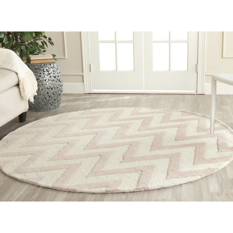 Tapis en laine touffeté à la main Sanyla, Rond 6 pi
