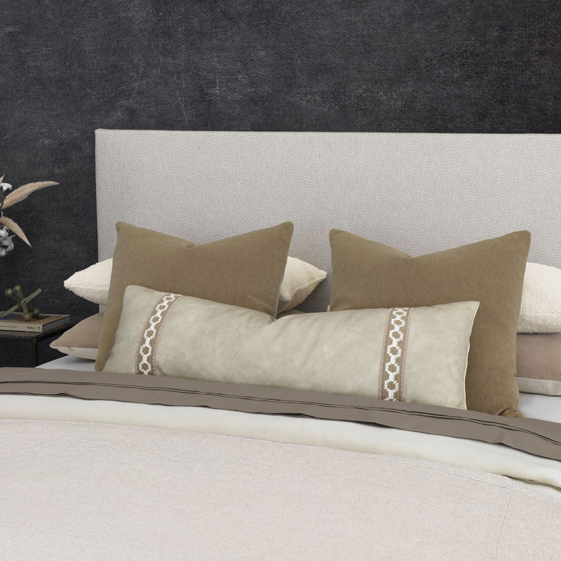 Brahms Velvet Pillow Cover & Insert, Khaki, Square 22''