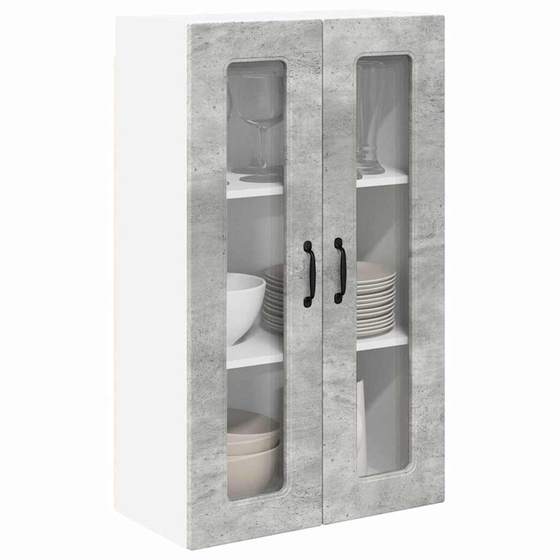 Vidaxl Kitchen Wall Cabinet Brown Oak 60 X 31 X 100 Cm Engineered Wood, Concrete Grey, 100cm H x 60cm W x 31cm D