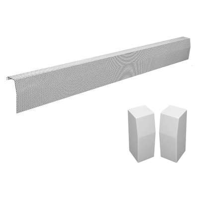 Baseboarders Premium Series Rust-Resistant Galvanized Steel Easy Slip-On Baseboard Heater Cover Set – White | Heater Cover & Endcaps Included