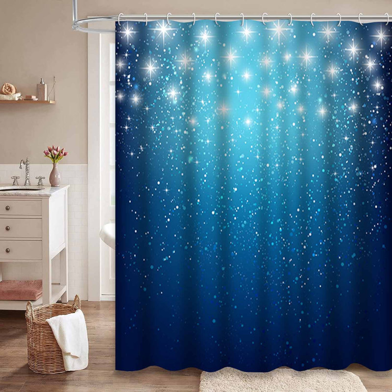 Rideau de douche bleu imperméable, rideaux de douche pour la salle de bain avec 12 crochets, L 72 po x l 72 po