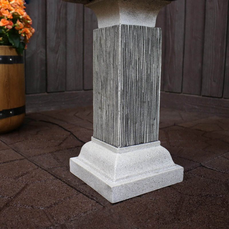 Weather-Resistant Contemporary Gray Resin 2-Tier Outdoor Water Fountain