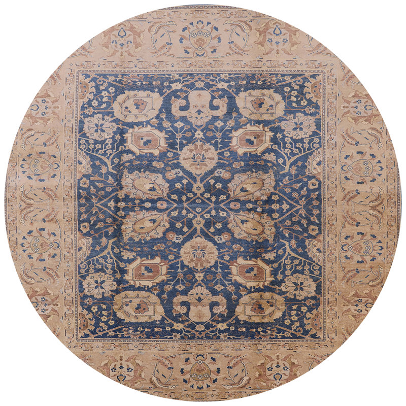 Tapis oriental bleu / beige Garbi, Rond 6 pi