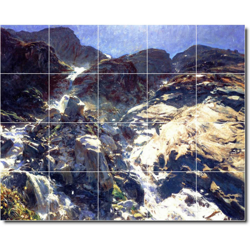 Carrelage mural décoratif en céramique 30 po x 24 po 6 po x 6 po, John Sargent, peinture de paysage W07969