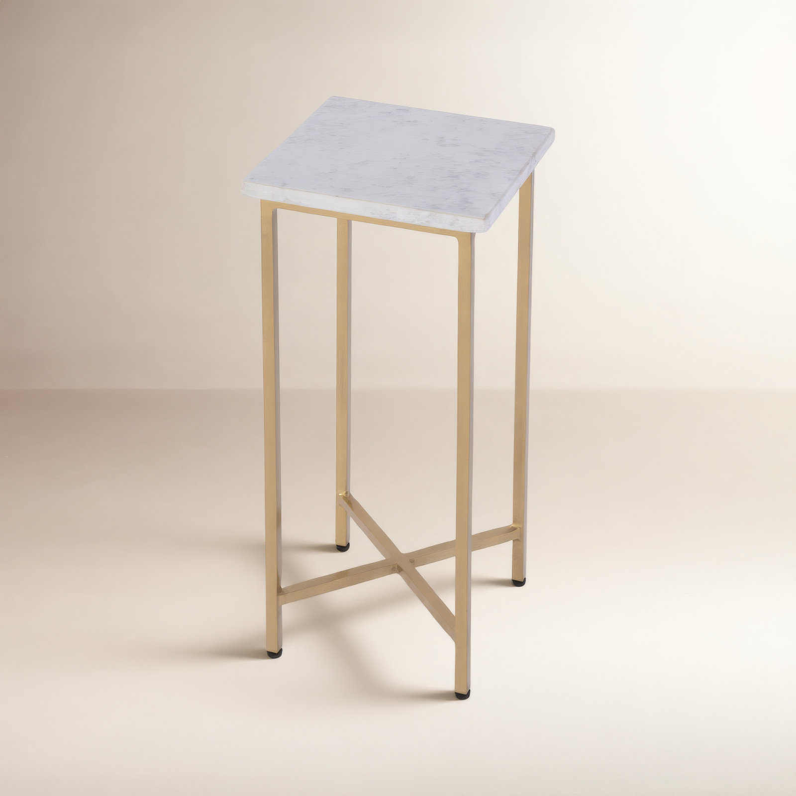 Paulina 9 in. W Square Marble and Iron End Table