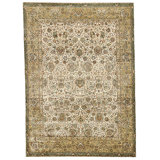 Hand Knotted Wool Area Rug in Cream And Gold