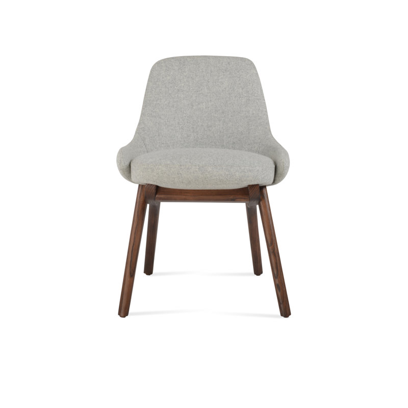 Chaise en bois Gazel X, Laine argentée
