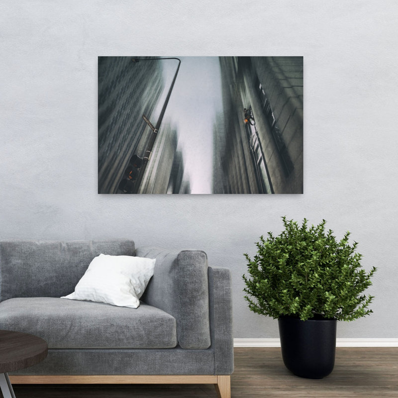 Art mural contemporain abstrait de fenêtre, H 32 po x l 48 po
