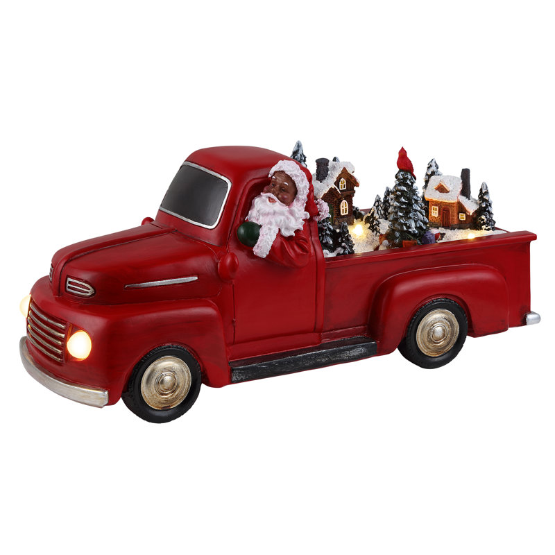 Magie de Noël camion rouge animé nostalgique de 11 po - Père Noël noir