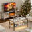 Mirrored 2 Tiers Coffee Table With Led, Rectangle Mirrored Coffee Table With Crushed Diamond And Stainless Steel Legs, Coffee Table For Living Room