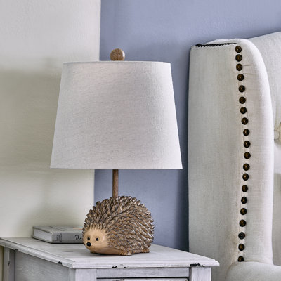 18.5" Brown Textured Resin Hedgehog Table Lamp