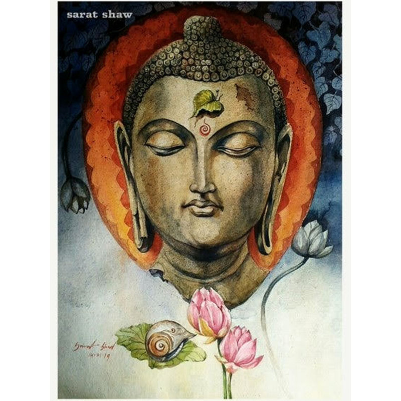 Lord Buddha | Aquarelle de Sarat Shaw | Décoration murale