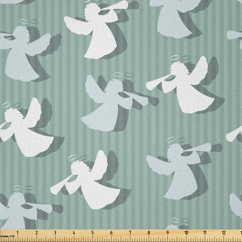 Striped Christmas Silhouettes Fabric