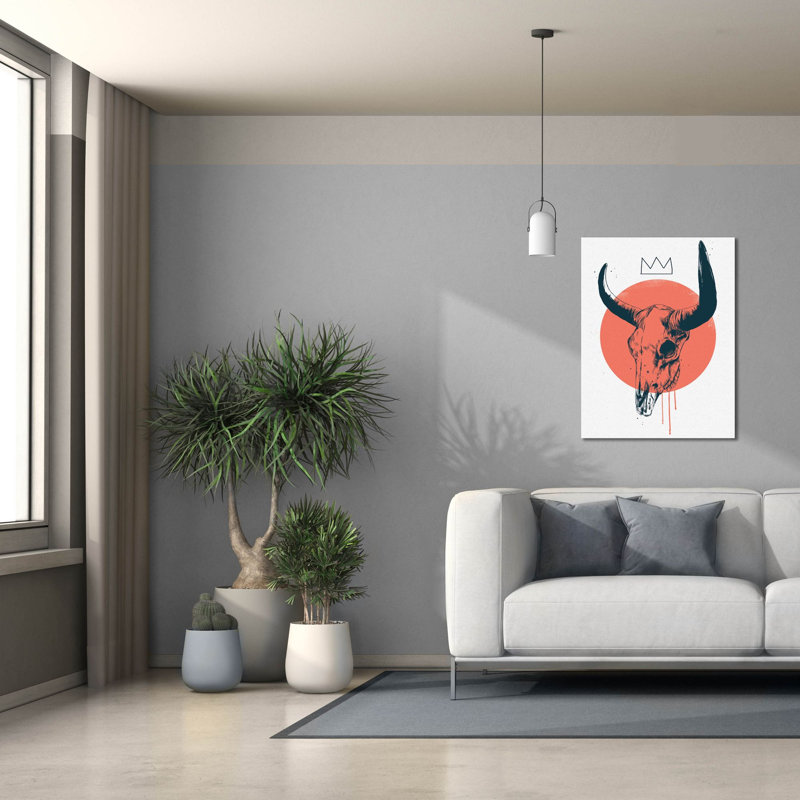 Toile épique Graffiti «Bull Skull» par Balazs Solti, 26 po x 34 po, H 34 po x l 26 po
