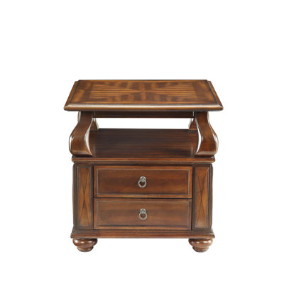 Walnut 2-Drawer End Table