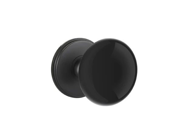 Emtek Privacy Interior Mortise Set w/ Watford Rosette & Ebony Porcelain Knob (RH), Flat Black