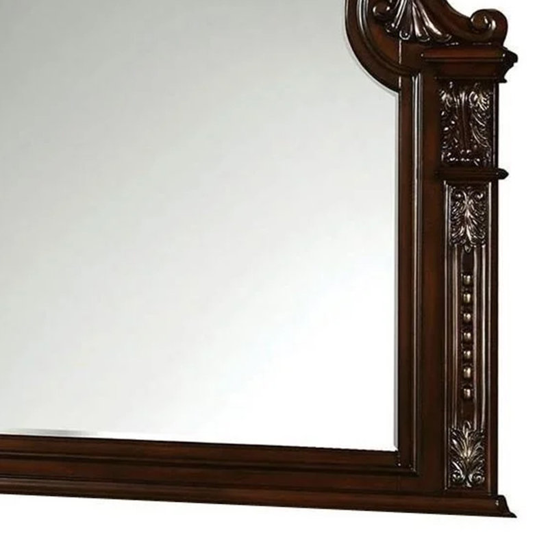 Kera Vanity Dresser Mirror, Vintage Camelback Design, Cherry Brown