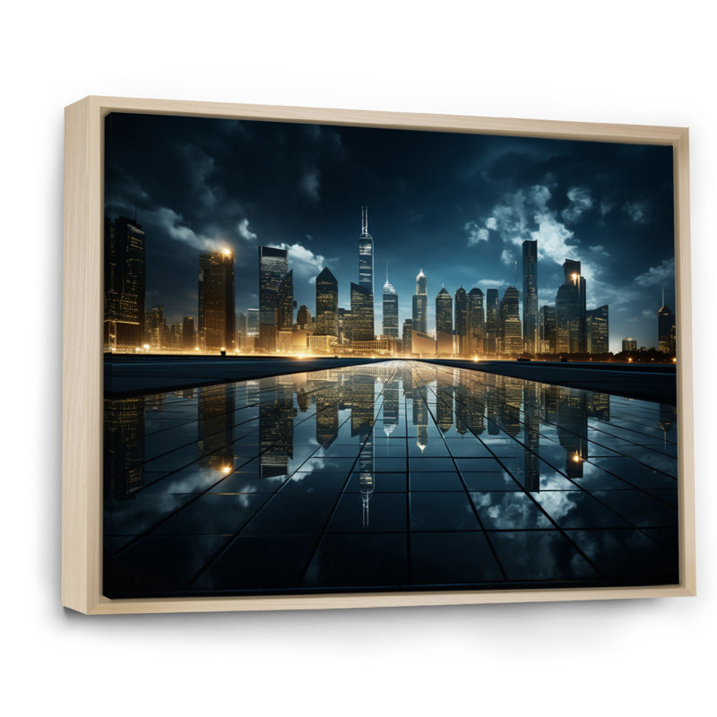 «Skyscrapers Majestic Heights I», reproduction sur toile, Cadre naturel flottant, H 34 po x l 44 po x P 1,5 po