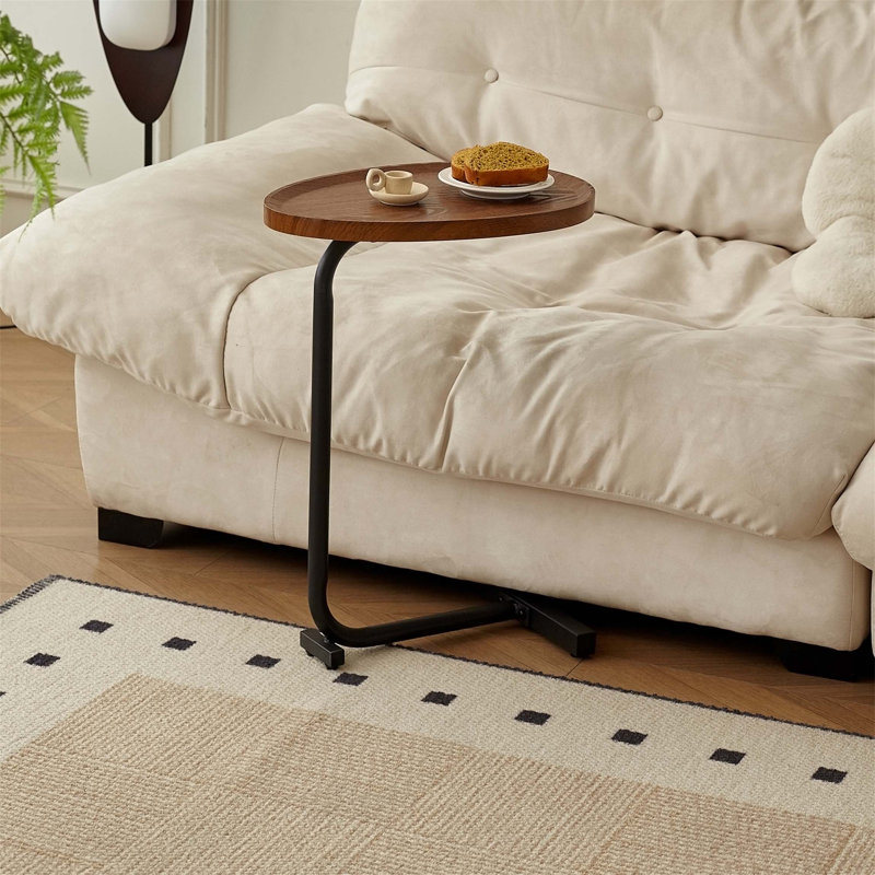 2 pièces, table d'appoint en forme de C, petit canapé pour petits espaces, salon, chambre à coucher, Noir, Brun