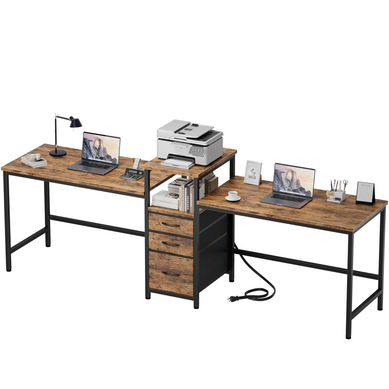 Bureau d'ordinateur l 94 po Melaniece, Brun / noir