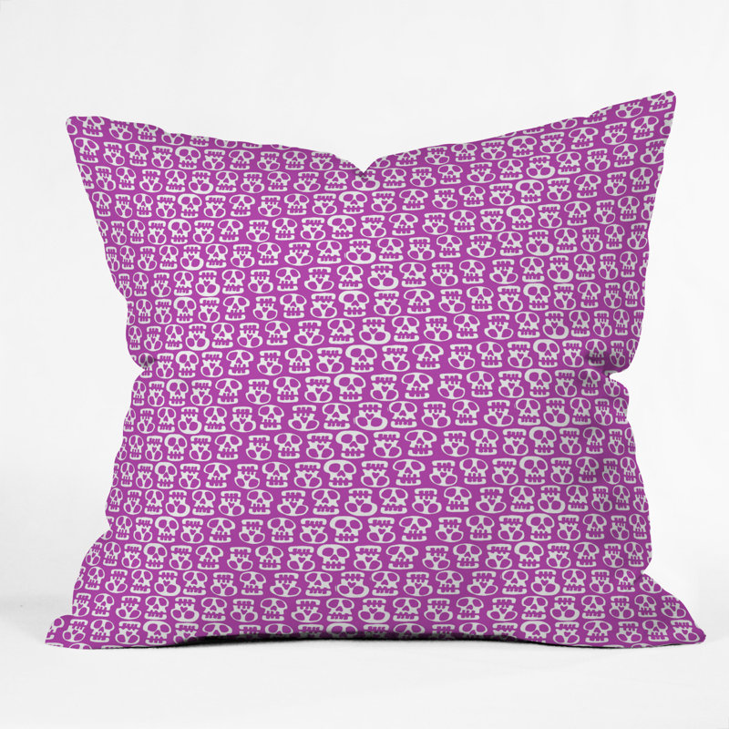 Skulls Throw Pillow, 18" x 18", Purple