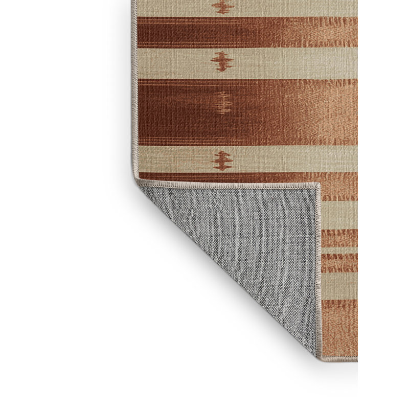  Tapis ivoire lavable rayé en cuivre, Rectangulaire 2 pi x 3 pi