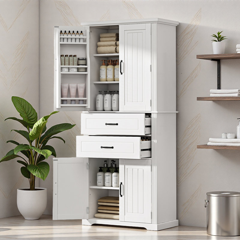 72" Modern White Cabinets For Bathroom, Ample Storage