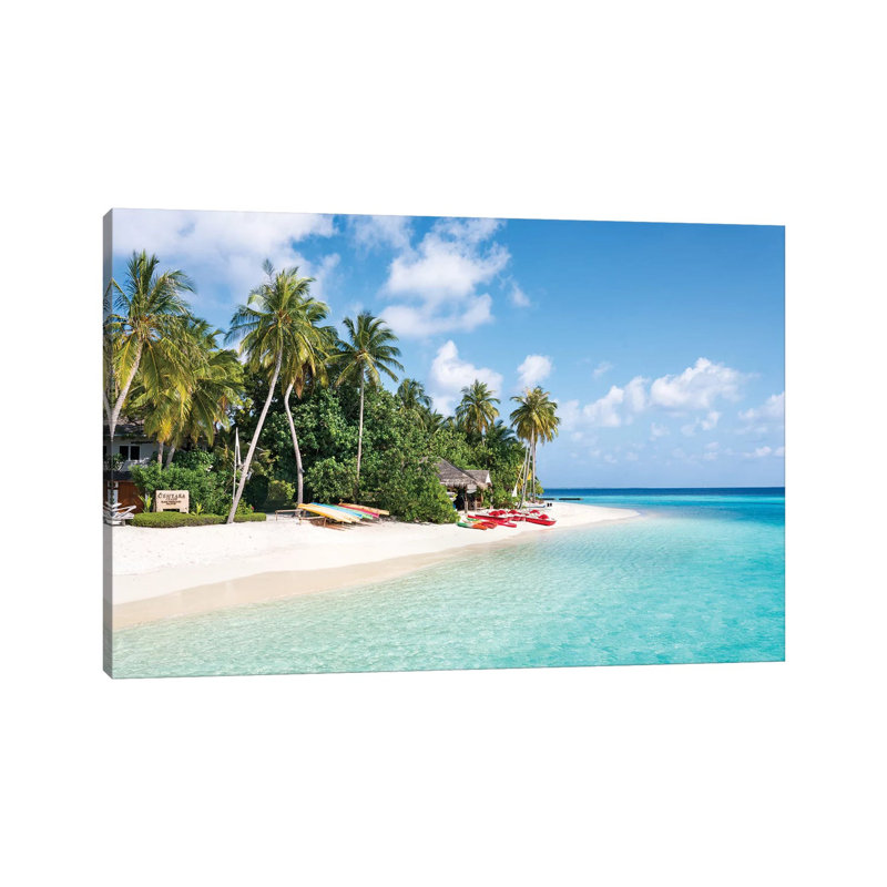 Tropical Island In The Maldives 1 Piece Wrapped Canvas Wall Art, 20.32cm H x 30.48cm W
