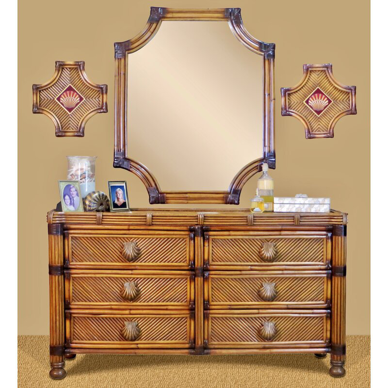 Commode double 6 tiroirs Sumner, Brun antique délavé
