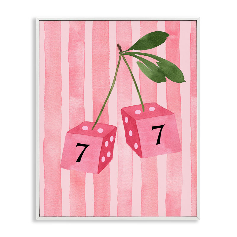 Lucky Number 7 Cherry Dice, estampe numérique, design par Nina Jacobs, H 30 po x l 24 po
