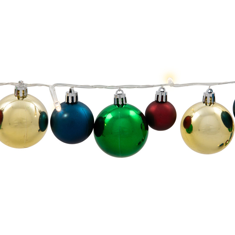 Ornament String Christmas Lights - Warm White LED - 3' Clear Wire - 10Ct, Multi-Coloured