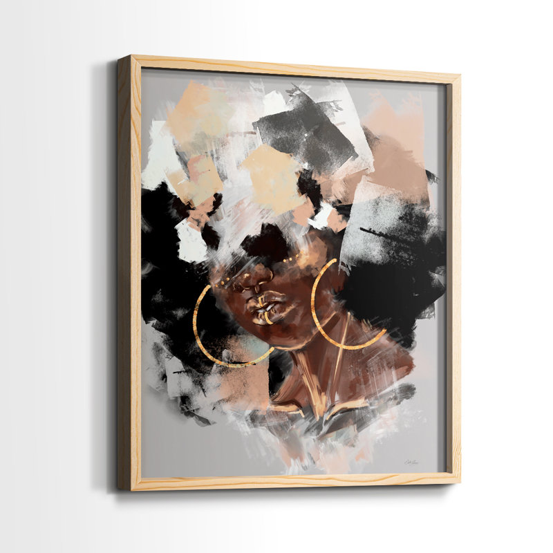 Reproduction encadrée Afro Pop - bois massif, H 11 po x l 9 po