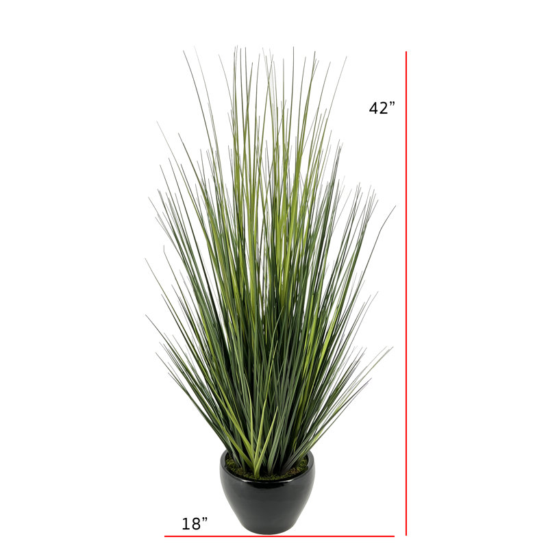 42'' Faux Grass in Ceramic Pot, Black