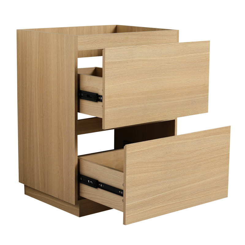 Meuble-lavabo de salle de bain autoportant 24 po 24 po à double tiroir en bois d'ingénierie d'aspect américain