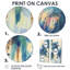 «Blue and Gold Palm Tree Forest I», art mural sur toile bleue 2 pièces-461734178-461734169-461734176